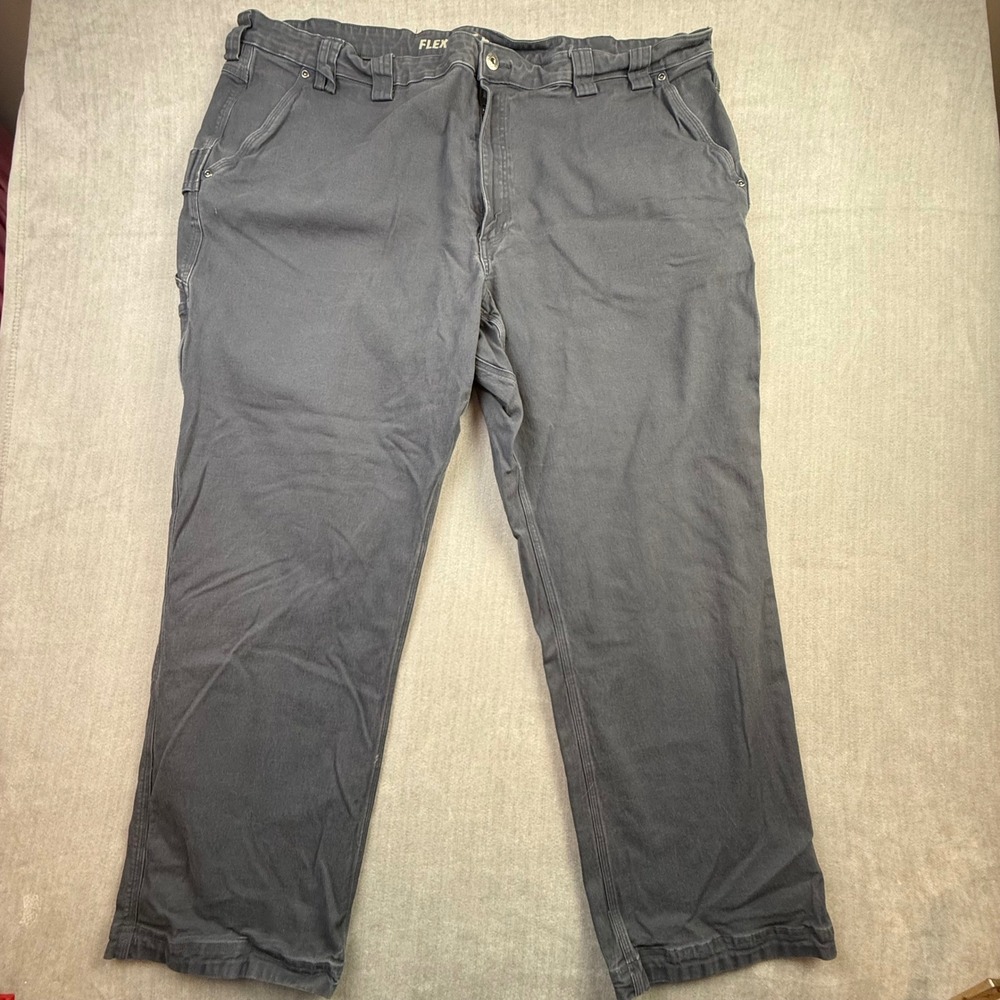 Duluth Trading Co Flex Fire Hose Work Pants Mens 48x32 Gray Cargo Utility Canvas